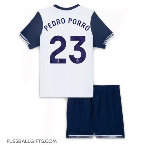 Tottenham Hotspur Pedro Porro #23 Fußballbekleidung Heimtrikot Kinder 2024-25 Kurzarm (+ kurze hosen)